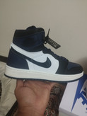 کفش کتانی مردانه زنانه نایک ایر جردن 1 ساقدار سفید سورمه ایی Nike Air Jordan 1 palomino