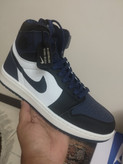 کفش کتانی مردانه زنانه نایک ایر جردن 1 ساقدار سفید سورمه ایی Nike Air Jordan 1 palomino