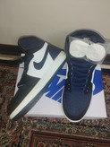 کفش کتانی مردانه زنانه نایک ایر جردن 1 ساقدار سفید سورمه ایی Nike Air Jordan 1 palomino