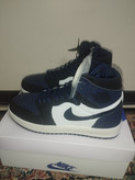 کفش کتانی مردانه زنانه نایک ایر جردن 1 ساقدار سفید سورمه ایی Nike Air Jordan 1 palomino